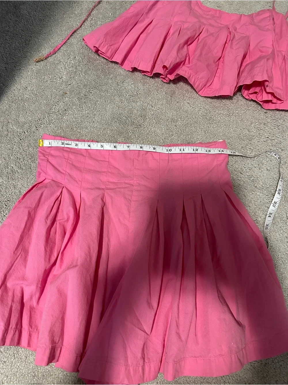 Free People Pink Matching Set Crop Cami & Pleated Skort Size m